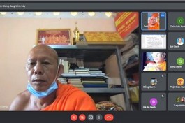 Hòa thượng Danh Đổng chủ trì họp trực tuyến của Thường trực Hội Đoàn kết Sư sãi yêu nước tỉnh Kiên Giang
