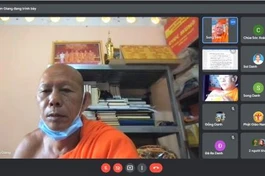 Hòa thượng Danh Đổng chủ trì họp trực tuyến của Thường trực Hội Đoàn kết Sư sãi yêu nước tỉnh Kiên Giang