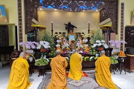 Chư Tăng chùa Bửu Đà tưởng niệm nội bộ cố Hòa thượng Thích Như Thọ, nguyên Trưởng ban Trị sự Phật giáo quận 10 - Ảnh: B.Đ