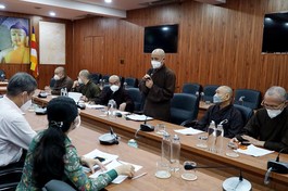 Buổi họp của Ban Tổ chức điểm cầu tại TP.HCM vào sáng nay, tại thiền viện Quảng Đức