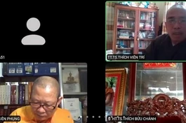 Thượng tọa tiến sĩ Thích Viên Trí, Phó Viện trưởng Học viện, Chủ tịch Hội đồng chấm luận văn "So sánh giới bổn Tỳ-kheo-ni của Theravàda và Dhammaguptaka"