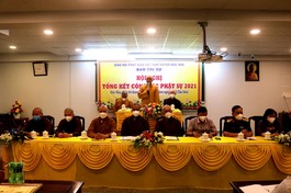 Ban Trị sự GHPGVN huyện Đức Hòa tổ chức hội nghị tổng kết công tác Phật sự năm 2021