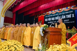 Tân Ban Trị sự GHPGVN tỉnh Nam Định ra mắt, Hòa thượng Thích Quảng Hà phát biểu nhận nhiệm vụ