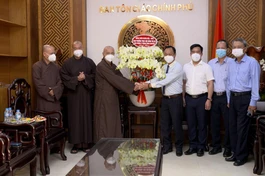 Hòa thượng Thích Huệ Thông chúc Tết đến lãnh đạo Ban Tôn giáo Chính phủ