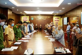 Ban Tổ chức Đại lễ họp với liên ngành các cơ quan chức năng sở tại về trật tự, phân luồng giao thông cho Đại lễ Phật đản tại Việt Nam Quốc Tự