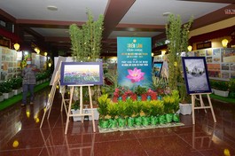 Không gian triển lãm tại sảnh Việt Nam Quốc Tự