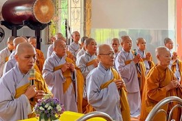 Chư Ni Phân ban Ni giới tỉnh đảnh lễ Tam bảo tại tịnh xá Ngọc Vân