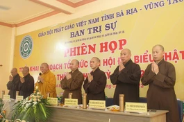 Đoàn công tác Trung ương GHPGVN họp cùng Ban Thường trực Ban Trị sự