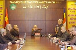 Buổi họp rà soát công tác tổ chức Đại lễ kỳ siêu do Ban Trị sự GHPGVN TP.HCM tổ chức