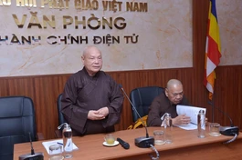 Hòa thượng Thích Thiện Nhơn phát biểu tại hội nghị