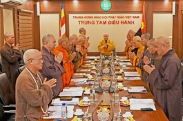 Phiên họp Ban chỉ đạo Đại hội đại biểu Phật giáo toàn quốc lần thứ IX tại Trụ sở Trung ương GHPGVN sáng 23-11-2022 - Ảnh: Tường Long/BGN