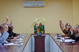 Chư tôn đức Ban Giám khảo thống nhất các tiêu chí chấm điểm lễ đài Phật đản và xe hoa