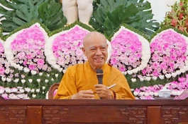 Hòa thượng Thích Nhựt Hỷ, Phó ban Trị sự ban kiêm Trưởng ban Hoằng pháp GHPGVN TP.HCM thuyết giảng "Ý nghĩa Đức Phật đản sinh"