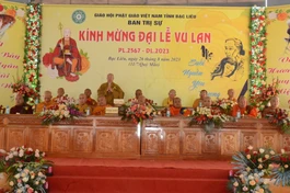 Thượng tọa Thích Giác Nghi phát biểu tại Đại lễ Vu lan - Báo hiếu do Ban Trị sự GHPGVN tỉnh tổ chức