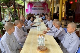 Bến Tre: Đoàn kiểm tra thuộc Ban Trị sự Phật giáo tỉnh thăm, làm việc với Tăng Ni H.Châu Thành