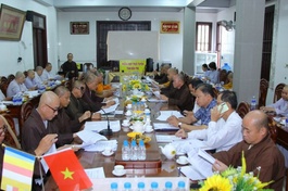 Ban Thường trực Ban Trị sự GHPGVN tỉnh làm việc với Ban Trị sự TP.Bến Tre tại chùa Viên Minh