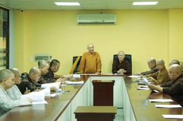 Hòa thượng Thích Nhựt Hỷ đồng Trưởng ban Tổ chức phát biểu tại buổi họp - Ảnh: Phước Thắng