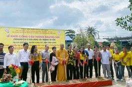 Hội Từ thiện chùa Tường Nguyên khởi công cây cầu nông thôn tại tỉnh Vĩnh Long.