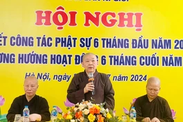 Ni trưởng Thích Đàm Thành chủ trì hội nghị sơ kết 6 tháng đầu năm 2024 của Phân ban Ni giới TP.Hà Nội