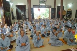 Đạo tràng Phật tử trong ngày tu tập tại chùa Bảo Tích do 4 ban chuyên môn trực thuộc Ban Trị sự GHPGVN tỉnh tổ chức