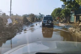 Đường vào xã Đào Thịnh, H.Trấn Yên, Yên Bái sau bão lũ