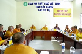 Thường trực Ban Trị sự GHPGVN tỉnh họp định kỳ, tại chùa Quốc Thanh