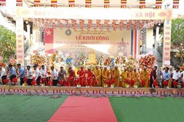 Thực hiện nghi thức khởi công trùng tu chùa Hội Xá - Tiên Linh tự 