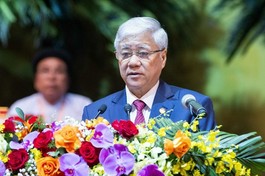 Ông Đỗ Văn Chiến, Ủy viên Bộ Chính trị, Bí thư Trung ương Đảng, Bí thư Đảng đoàn, Chủ tịch Ủy ban Trung ương MTTQVN phát biểu nhận nhiệm vụ - Ảnh: MTTQVN