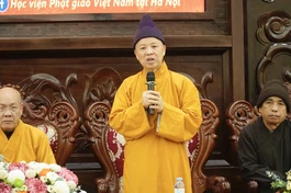 Hòa thượng Thích Thanh Quyết, Trưởng ban Tổ chức Hội thảo phát biểu chào mừng 