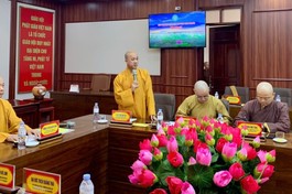 Đại đức Thích Chúc Tiếp báo cáo hoạt động Phật sự Quý I năm 2025
