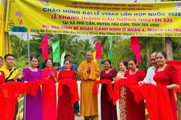 Cắt băng khánh thành cầu Tường Nguyên 535 tại tỉnh Trà Vinh - Ảnh: T.N