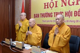 Trưởng lão Hòa thượng Thích Thiện Nhơn làm Trưởng ban Chỉ đạo Trung ương về công tác sáp nhập Ban Trị sự GHPGVN tỉnh, thành - Ảnh: Bảo Toàn/BGN