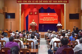 Ông Nguyễn Phước Lộc phát biểu tại hội nghị lần thứ 4 khóa XII do Ban Thường trực UBMTTQVN TP.HCM tổ chức - Ảnh: Quảng Đạo