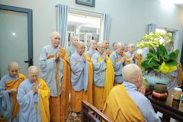 Chư Ni Phân ban Ni giới TP.HCM đảnh lễ Ni trưởng Thích nữ Tịnh Nguyện, tại chùa Phước Hải