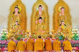 Lễ an vị tôn tượng Đức Phật Thích Ca, Bồ-tát Văn Thù và Bồ-tát Phổ Hiền tại chùa Thiên Thới