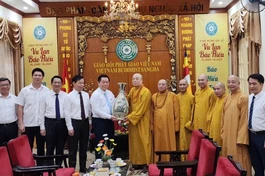 Ông Nguyễn Trọng Nghĩa thăm, chúc mừng chư tôn đức Trung ương GHPGVN