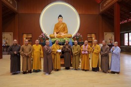 Chư tôn đức chia sẻ tại chùa Phúc Thành (xã Lam Thành)