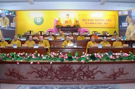 Chư tôn giáo phẩm chủ tọa Hội nghị kỳ 5 - khóa IX phiên chiều nay, 22-1