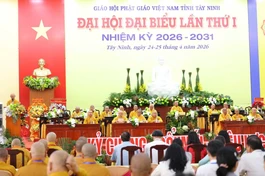 Chư tôn đức tham dự Lễ Kỷ niệm 45 năm thành lập GHPGVN - Ảnh: Ban TT-TT Phật giáo tỉnh Tây Ninh