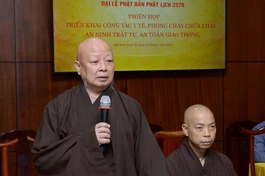 Hòa thượng Thích Lệ Trang chủ trì buổi họp tại Việt Nam Quốc Tự - Ảnh: Bảo Toàn/BGN