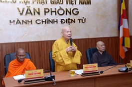 Trưởng lão Hòa thượng Thích Thiện Nhơn phát biểu khai mạc buổi họp - Ảnh: Bảo Toàn/BGN