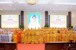 Chư tôn đức Tăng Ni, cư sĩ chụp ảnh lưu niệm - Ảnh: Bảo Toàn/BGN