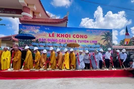 Thực hiện nghi thức chính thức khởi công xây dựng cầu Chùa Tuyên Linh
