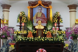 Lễ húy kỵ lần thứ 40 Hòa thượng Thích Tâm Hoàn, trụ trì đời thứ 12 tổ đình Long Khánh - Ảnh: Quảng Tiến