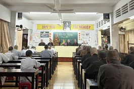 Thượng tọa Thích Thiện Chơn, Chủ nhiệm Lớp cấp Phật học Q.3 phát biểu khai mạc