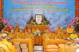 Ban Hoằng pháp T.Ư, Ban Kinh tế - Tài chính T.Ư cúng dường hành giả an cư tại tỉnh Phú Yên - Ảnh: Ban TT-TT Phật giáo tỉnh Phú Yên