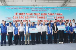 Lễ xuất quân thực hiện công trình của các cơ quan thông tin đại chúng hỗ trợ đồng bào khắc phục hậu quả cơn bão số 3