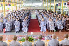 Hơn 300 Phật tử H.Củ Chi về tu viện Linh Thứu tham dự Hội thi giáo lý Phật tử cấp quận huyện - Ảnh: Tâm Quý