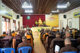 Phiên họp diễn ra tại hội trường chùa Sắc tứ Khải Đoan