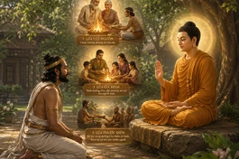 "Nếu Bà-la-môn nào siêng năng, tùy thời cúng dường, cung kính, lễ bái, phụng sự ba thứ lửa thì sự bố thí này đưa đến an vui. Là ba thứ lửa nào? Một là lửa cội nguồn, hai là lửa gia đình, ba là lửa phước điền"